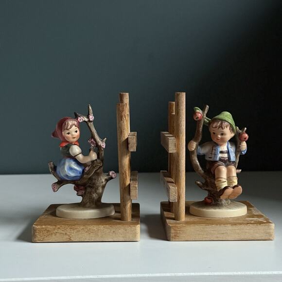 5" Apple Tree Boy & Apple Tree Girl Bookends Pair 252 1964 TMK3 Hummel Goebel C1 - Picture 13 of 15